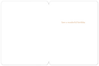 Open white 40th birthday card interior displaying 'have a wonderful birthday' in subtle gold script on the right panel, with ample blank space for a personalized message.
