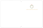 Inside of a blank, open holiday greeting card with a simple festive wreath illustration and the message 'MERRY CHRISTMAS WITH LOVE', ready for a personalized message.