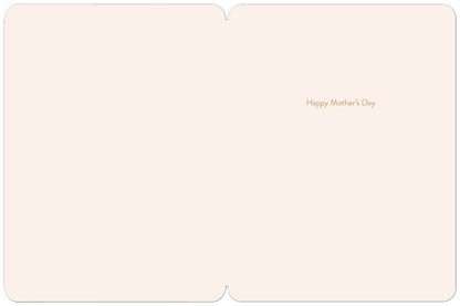 Inside of 'Bow-tiful Mom' Mother's Day card, blank with 'Happy Mother's Day' text in the upper right on a light background.