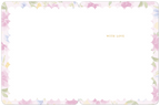 Inside view of a Mother's Day greeting card, open to reveal a blank white scalloped frame on the right side for a personalized message. The card's border features a soft watercolor floral design with pink, blue, and yellow flowers. Subtle gold text on the right side reads "WITH LOVE".