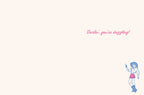 Inside of a friendship greeting card, showing a minimalist design with a faint pink background. The heartfelt message 'Darlin', you're dazzling!' is written in elegant script, with a small cowgirl illustration in the bottom right corner.