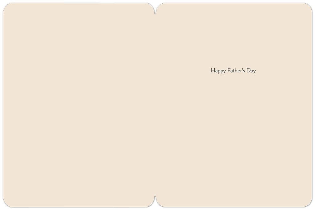 Inside view of a simple cream greeting card with rounded corners, displaying 'Happy Father's Day' text centrally on the right-hand panel against a blank background.