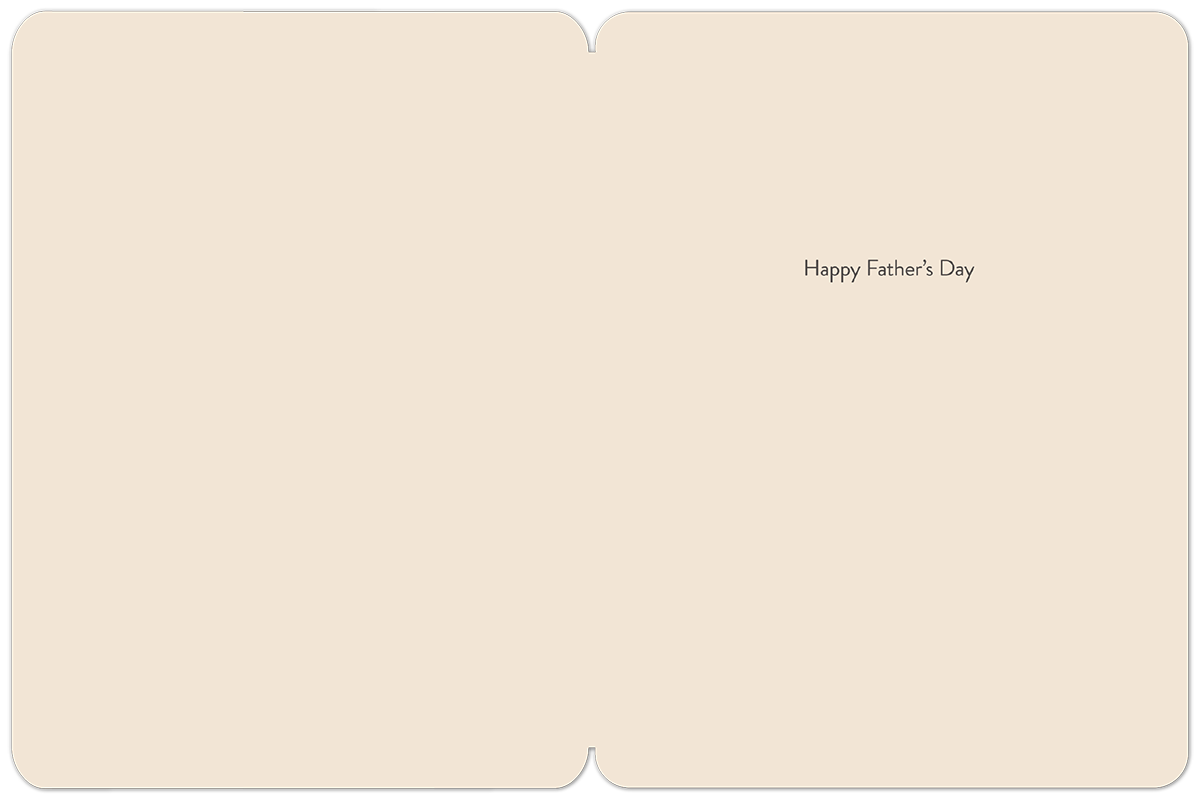 Inside view of a simple cream greeting card with rounded corners, displaying 'Happy Father's Day' text centrally on the right-hand panel against a blank background.