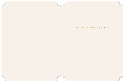 Inside view of an elegant cream greeting card, featuring a blank space for a personal message and 'HAPPY VALENTINE'S DAY' in gold.