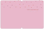 Inside of a romantic greeting card, left blank for a personal message, with scattered small red hearts on a light pink background and 'HAPPY VALENTINE'S DAY' printed subtly on the right. Perfect for custom sentiments.