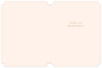 Open light pink greeting card interior revealing lighthearted text 'it's like a text but more papery.', perfect for a friend's special day.