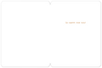 Open greeting card interior with a white background and the message 'SO HAPPY FOR YOU!' in a warm brown script, perfect for celebrating a new arrival.
