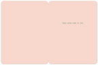Inside view of an encouraging get well card, displaying a soft pink background with the simple, heartfelt message 'TAKE GOOD CARE OF YOU.' printed in the center in a gentle green font.