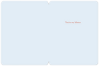 Inside of a light blue greeting card with the text "You're my lobster." in a rustic red font on the right side.
