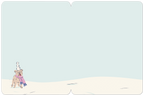 Blank inside of a festive greeting card, featuring a small brown dog in a pink scarf with snowballs stacked on its head, ready for a personal message.