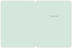 The interior of the greeting card, a serene mint green, features the elegant 'THANK YOU' message centered on the right side, ready for a personal note of appreciation.