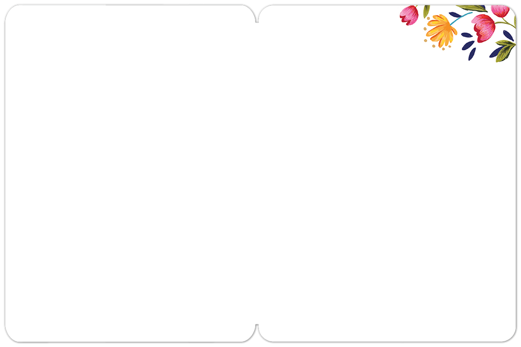 Blank inside of a premium white greeting card, with a delicate floral and butterfly accent in the top right corner, ready for a personalized handwritten message.