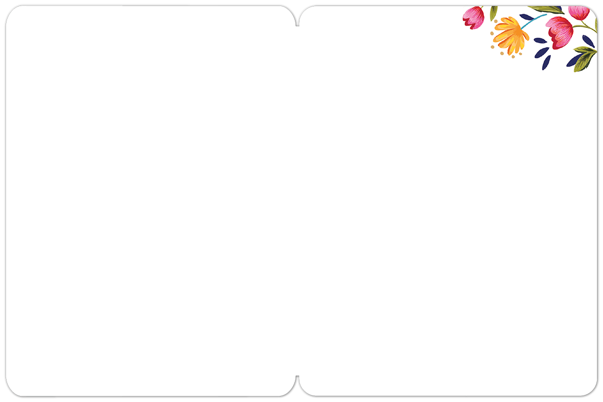 Blank inside of a premium white greeting card, with a delicate floral and butterfly accent in the top right corner, ready for a personalized handwritten message.