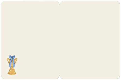 Blank interior of a premium greeting card from a 'You're the BEST' set, cream-colored, with a small gold trophy with a blue ribbon in the bottom left corner, offering ample space for personalized messages.