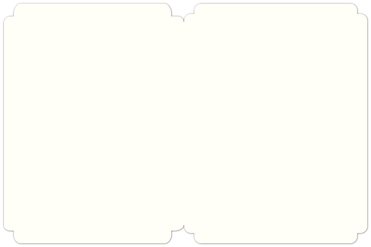 Blank ivory interior of a premium greeting card with decorative scalloped edges, ready for a personalized handwritten message.