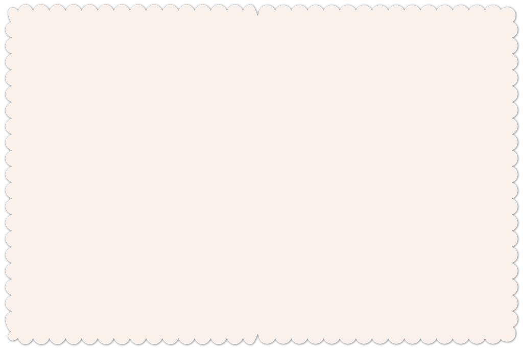 A blank, plain cream-colored greeting card with scalloped edges and a subtle border, showing the empty back or inside design.